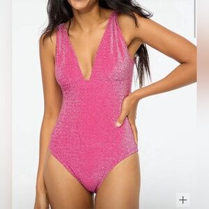NWT J. CREW J.Crew Factory Shimmer V-Neck One Piece Swimsuit in Iris Size Small